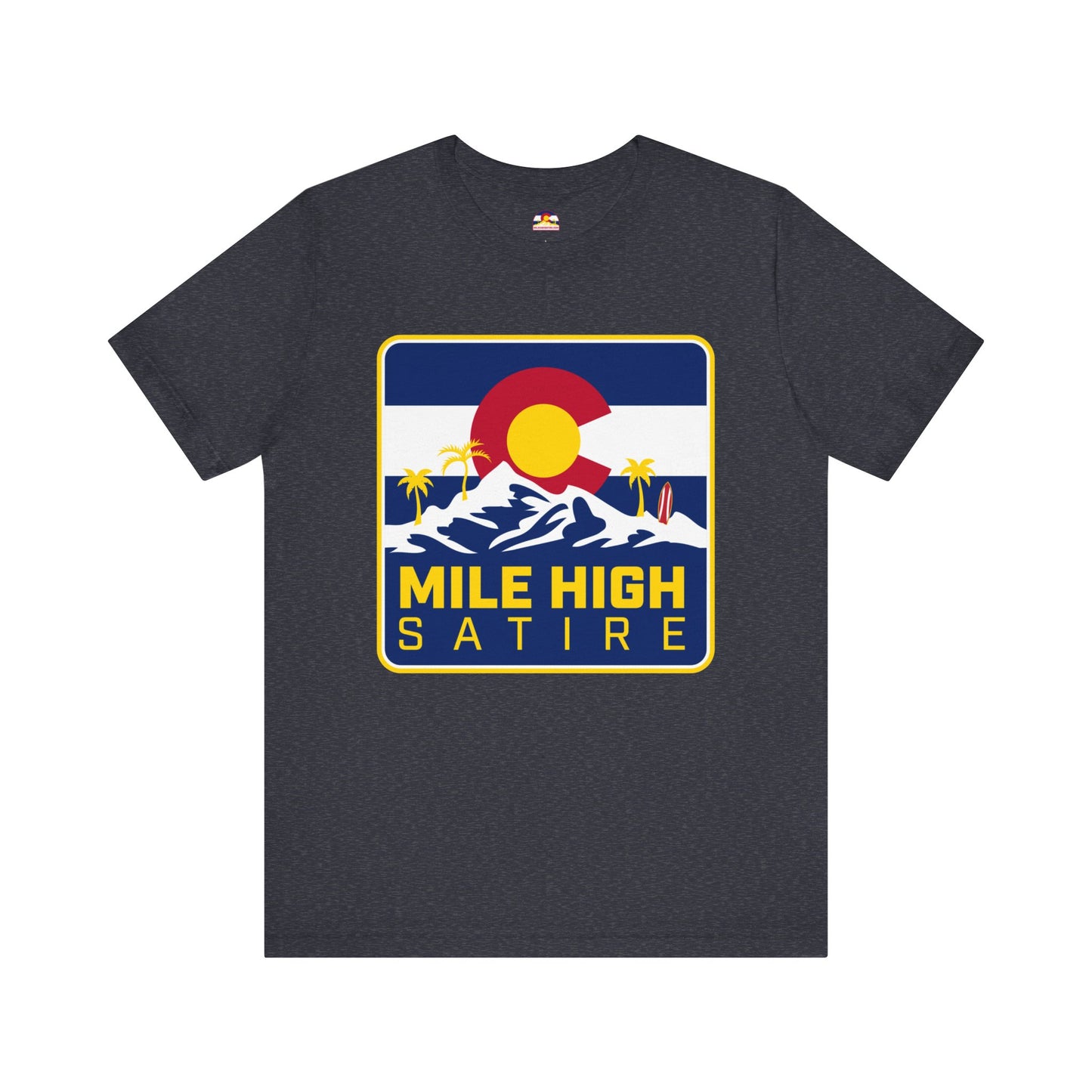 Mile High Satire T-Shirt - Blue Square Logo