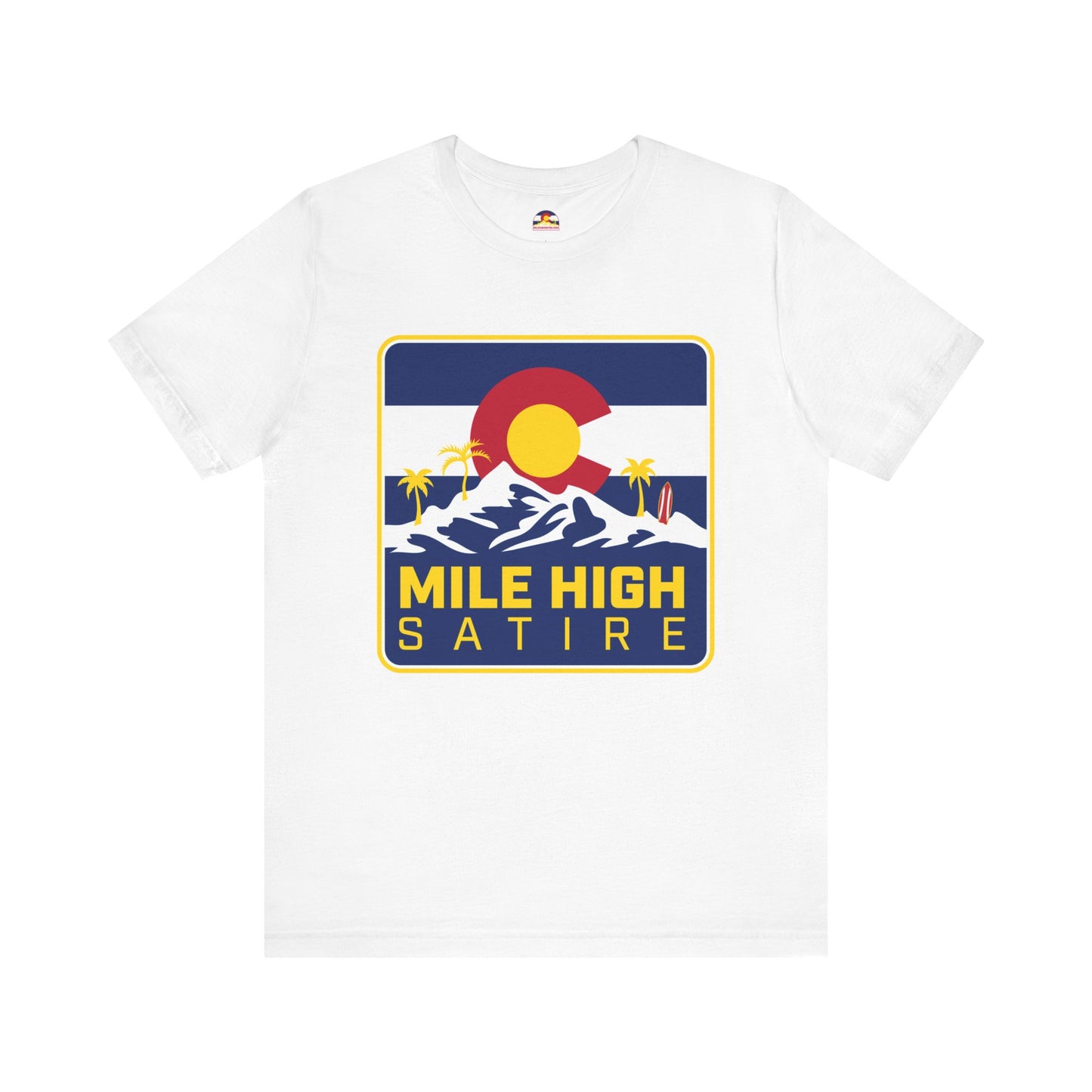 Mile High Satire T-Shirt - Blue Square Logo