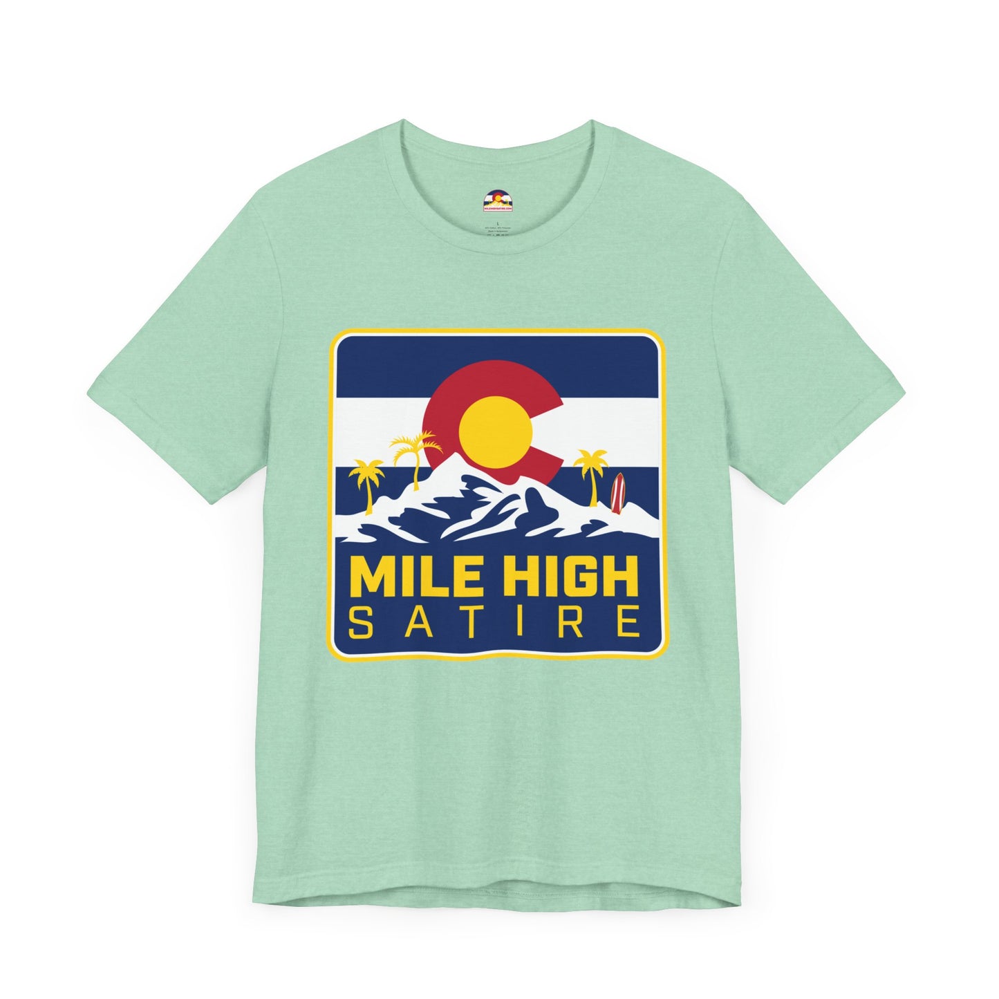Mile High Satire T-Shirt - Blue Square Logo