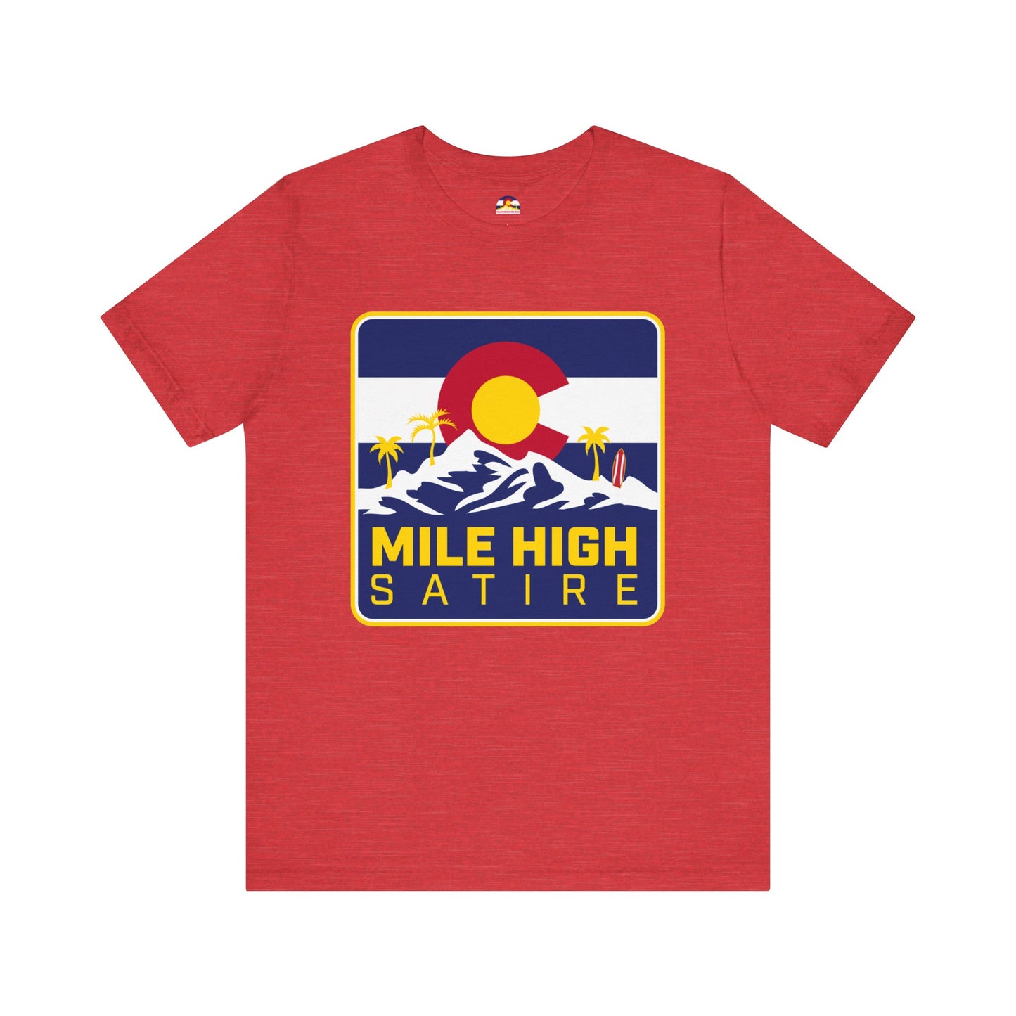 Mile High Satire T-Shirt - Blue Square Logo