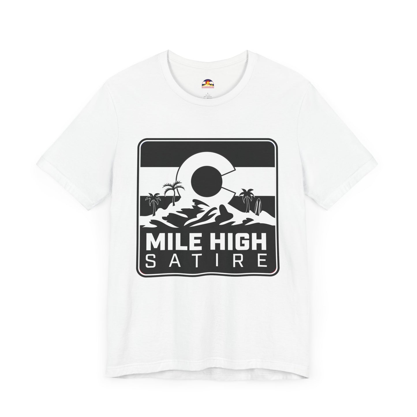 Mile High Satire T-Shirt - B&W Square Logo