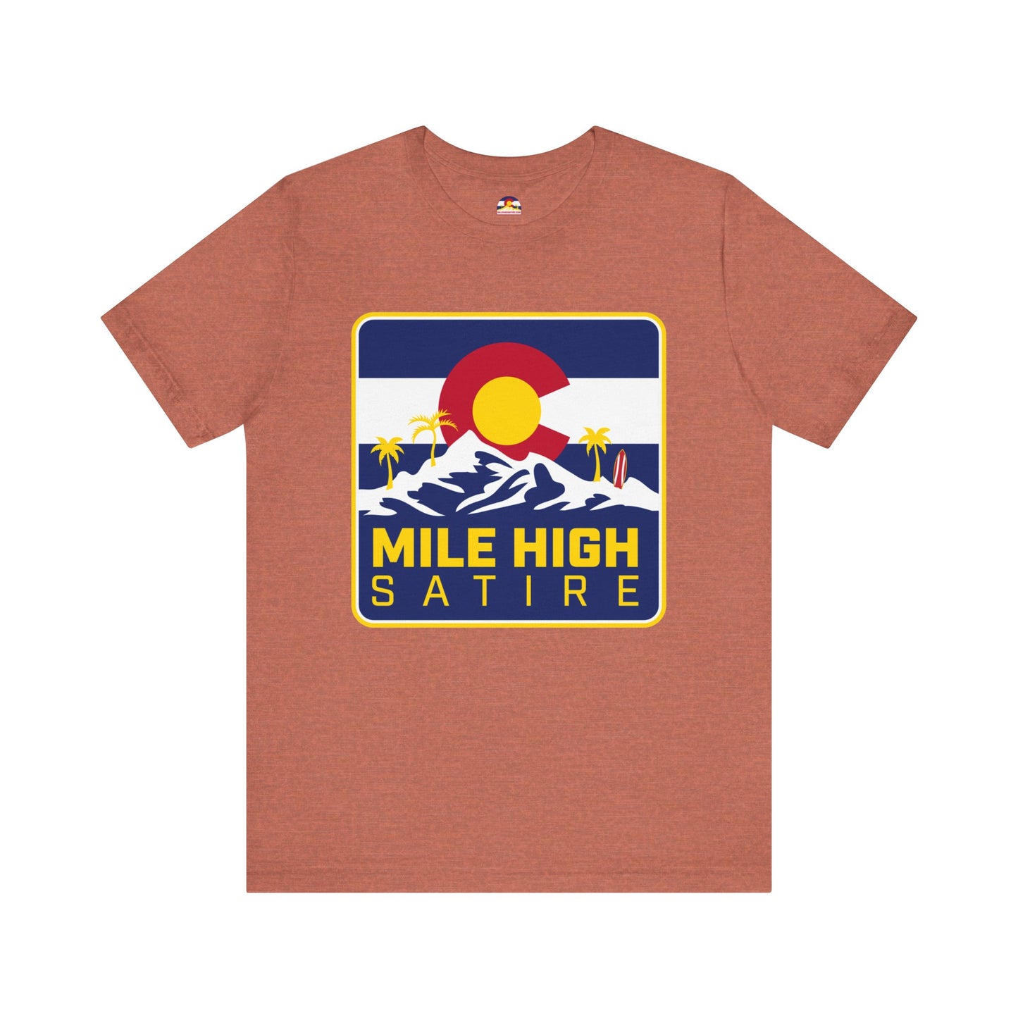 Mile High Satire T-Shirt - Blue Square Logo