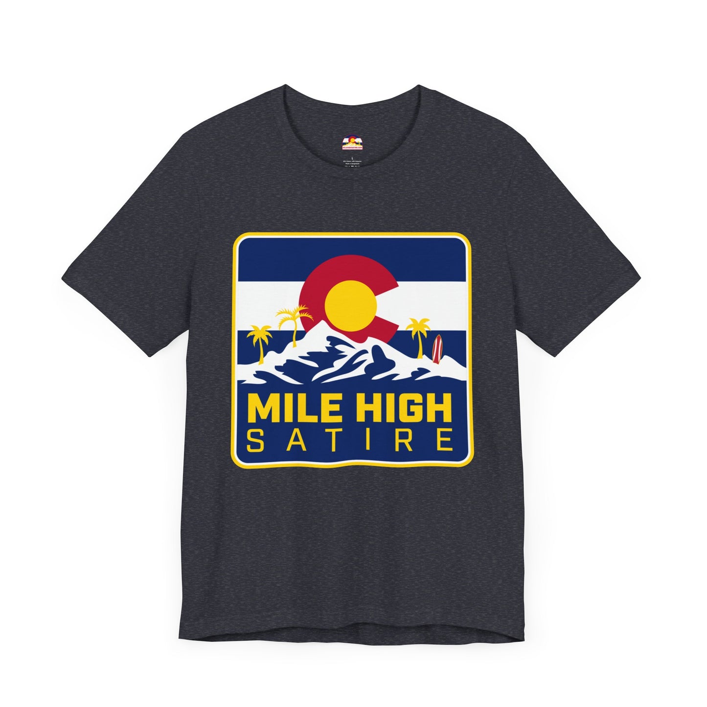 Mile High Satire T-Shirt - Blue Square Logo