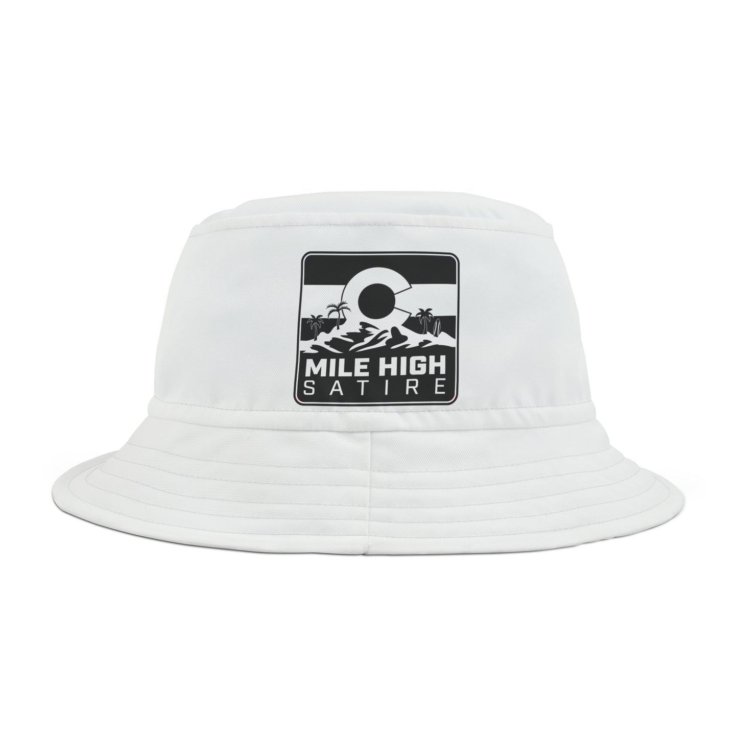 MHS B&W Square Logo - Bucket Hat - White