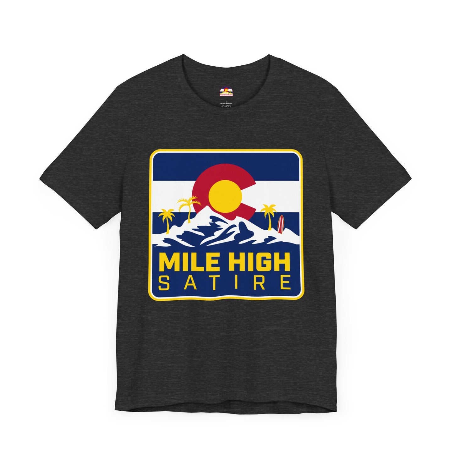 Mile High Satire T-Shirt - Blue Square Logo