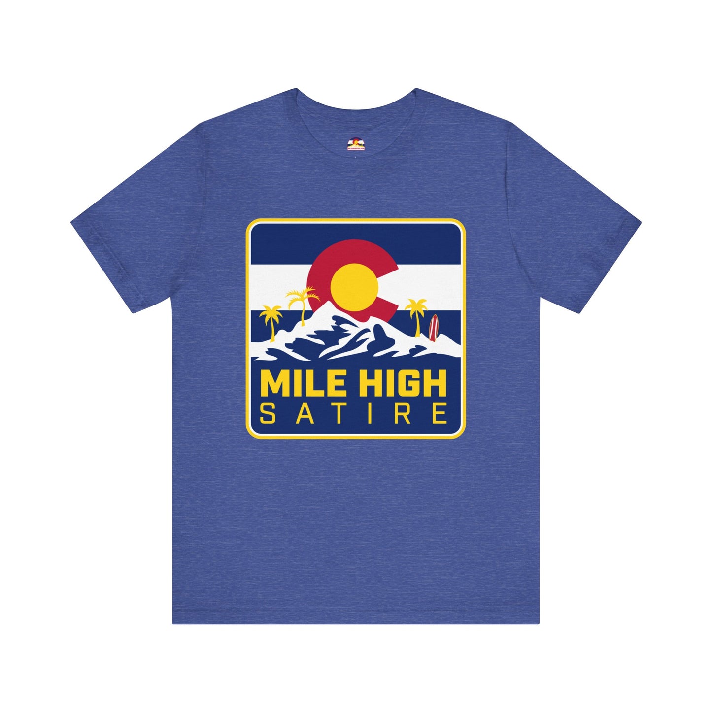 Mile High Satire T-Shirt - Blue Square Logo