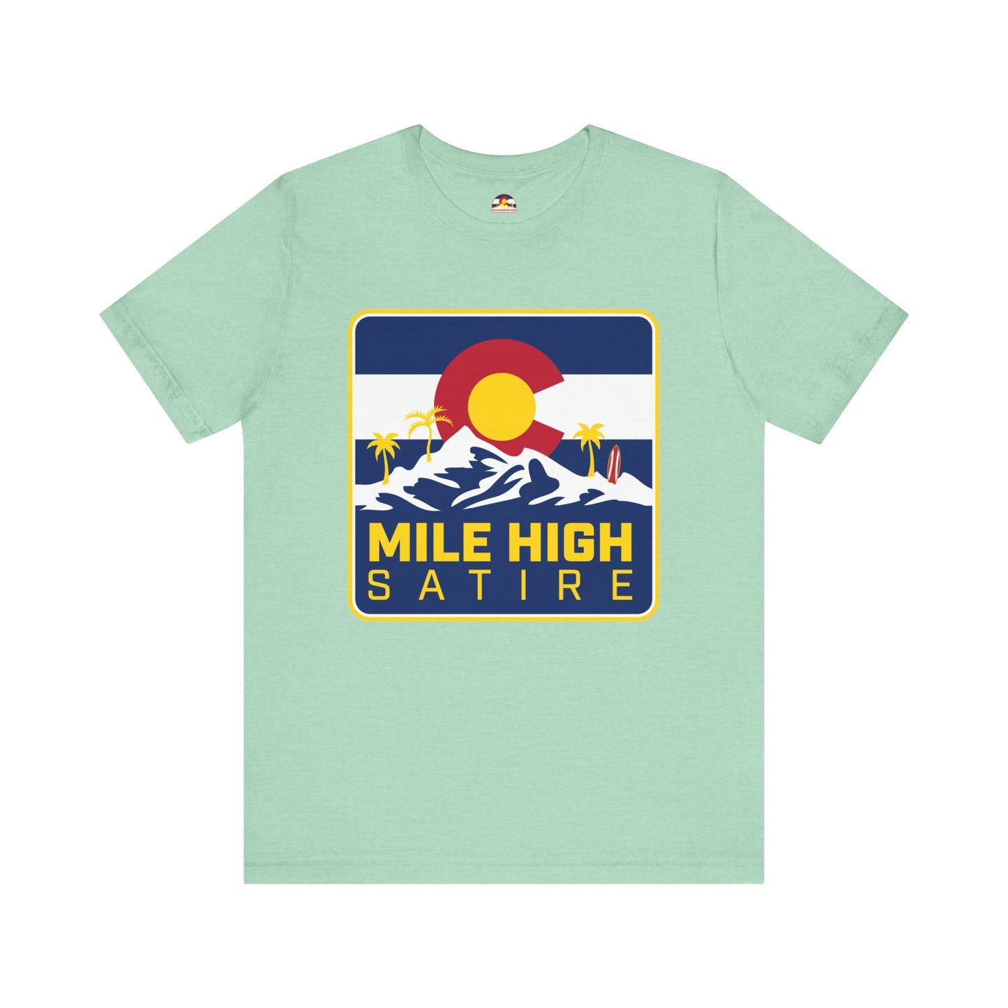 Mile High Satire T-Shirt - Blue Square Logo