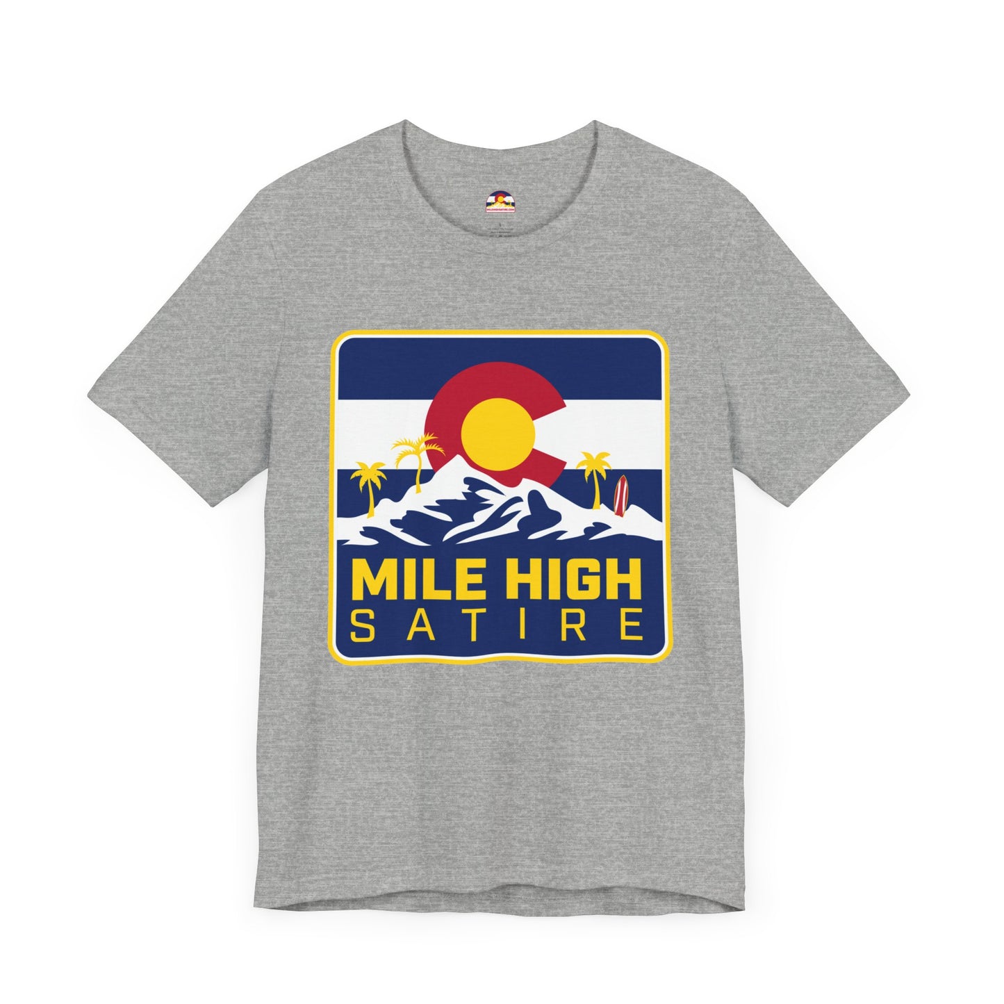 Mile High Satire T-Shirt - Blue Square Logo