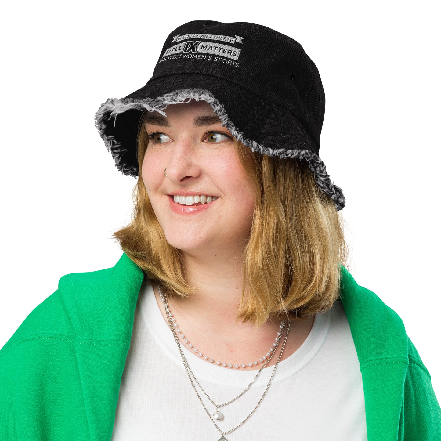 If You're an Athlete Distressed denim bucket hat