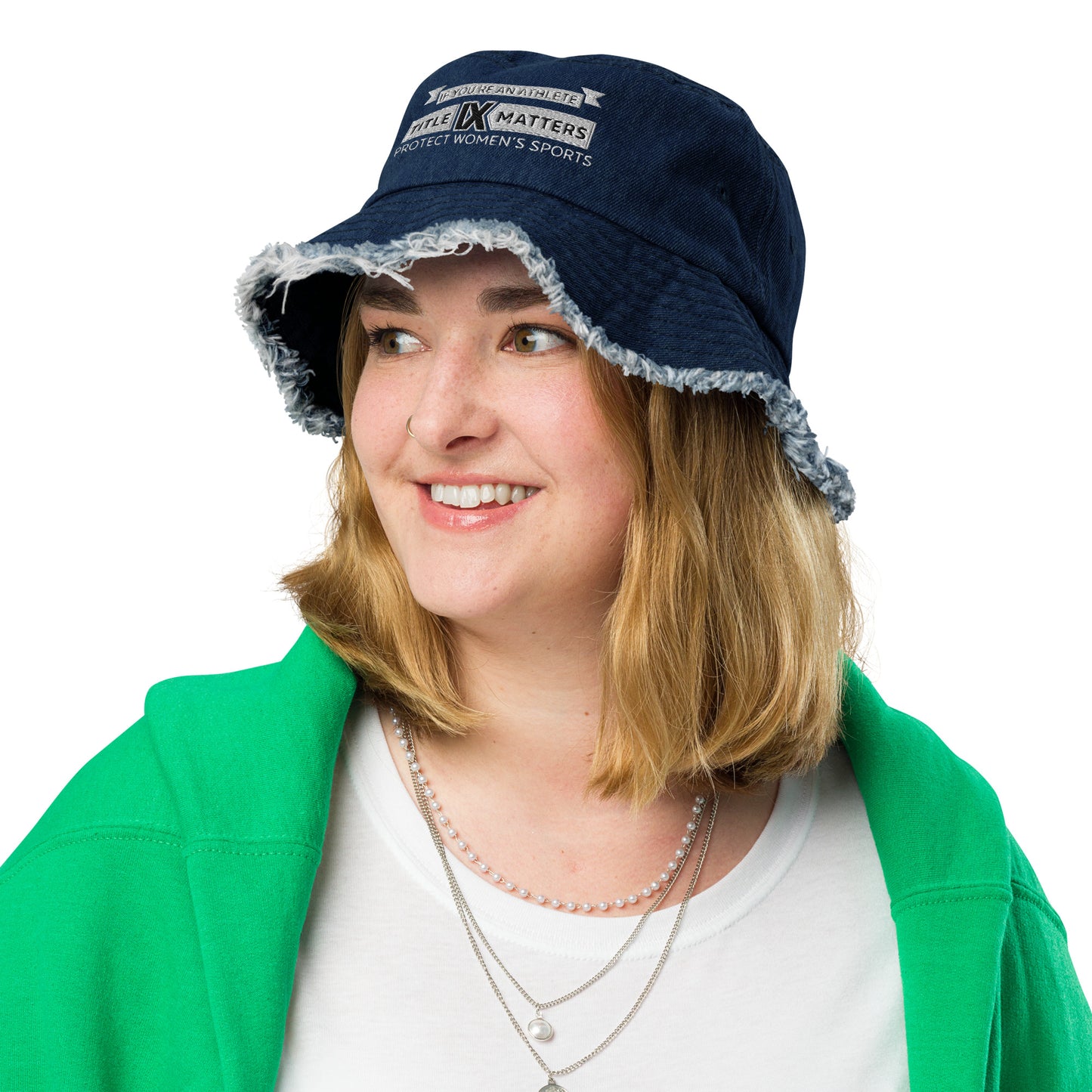 If You're an Athlete Distressed denim bucket hat