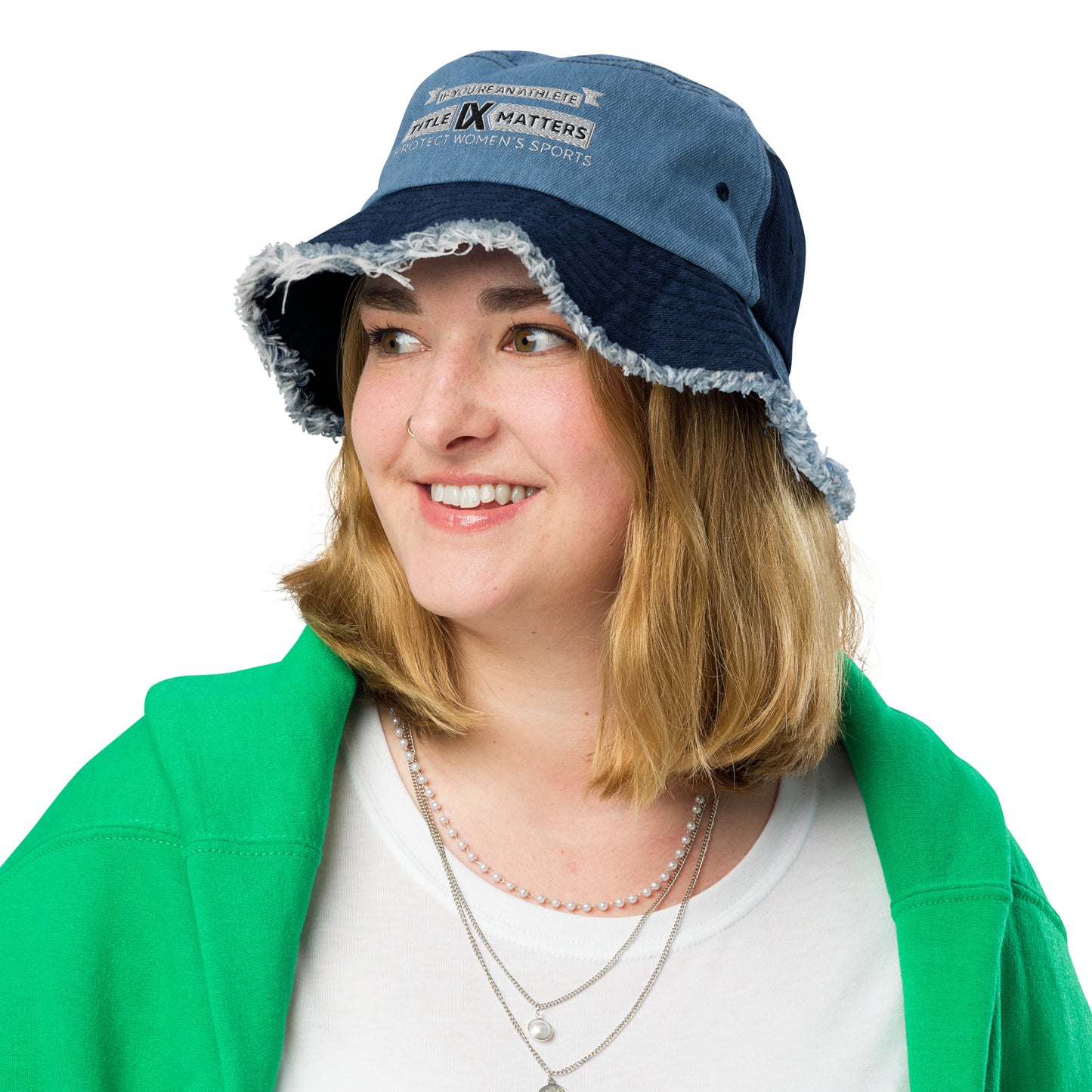 If You're an Athlete Distressed denim bucket hat