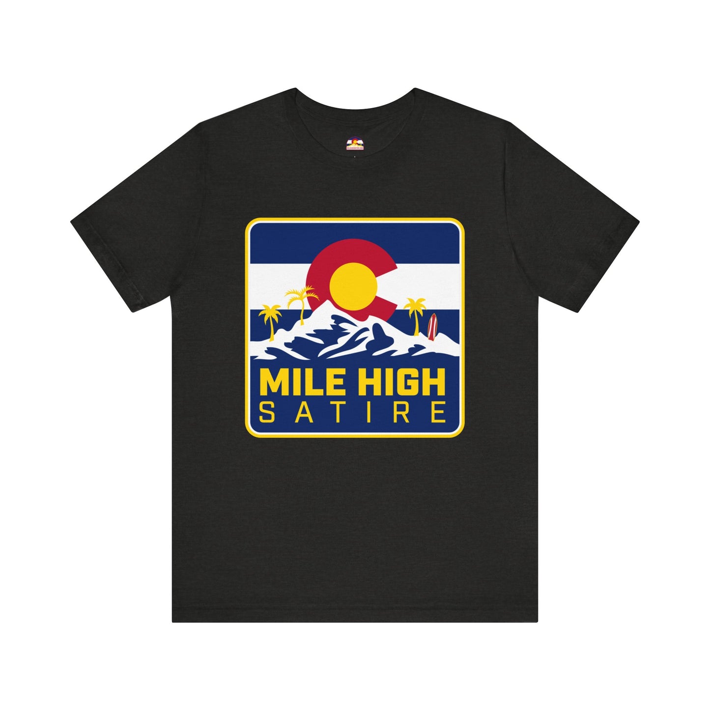 Mile High Satire T-Shirt - Blue Square Logo