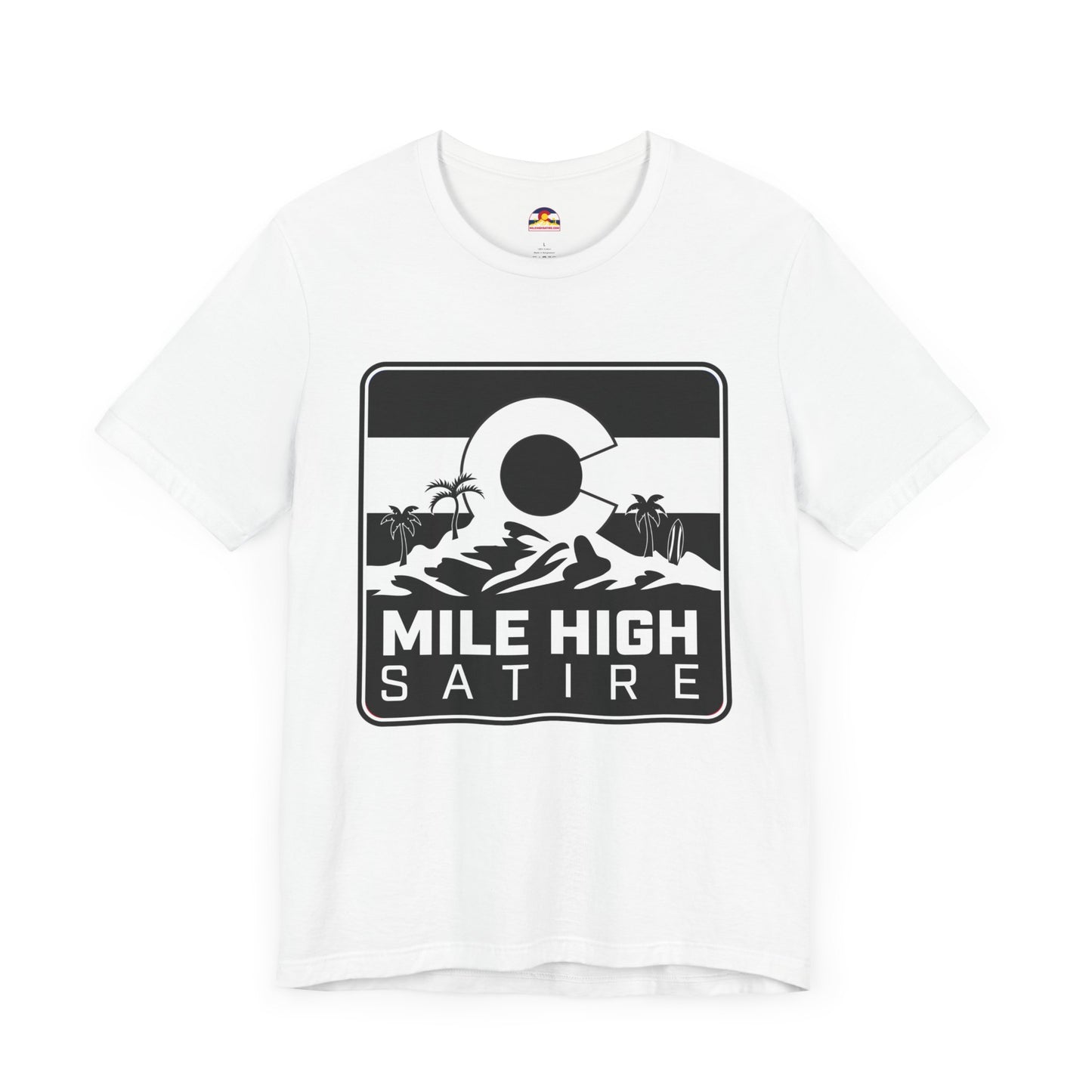 Mile High Satire T-Shirt - B&W Square Logo