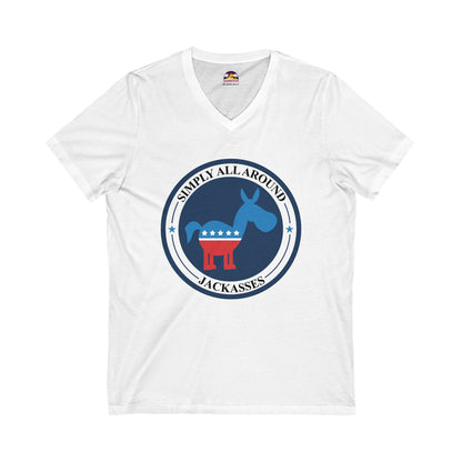 Democratic Donkey: Simply Jackasses T-Shirt  V-Neck