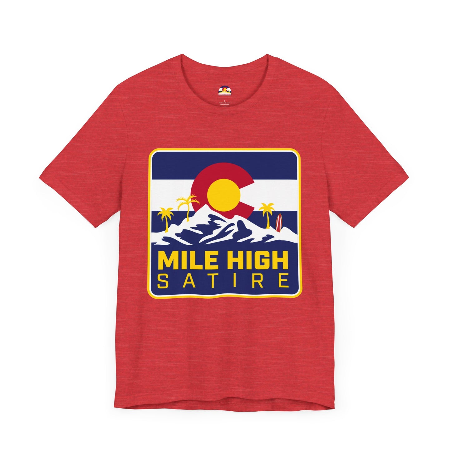 Mile High Satire T-Shirt - Blue Square Logo