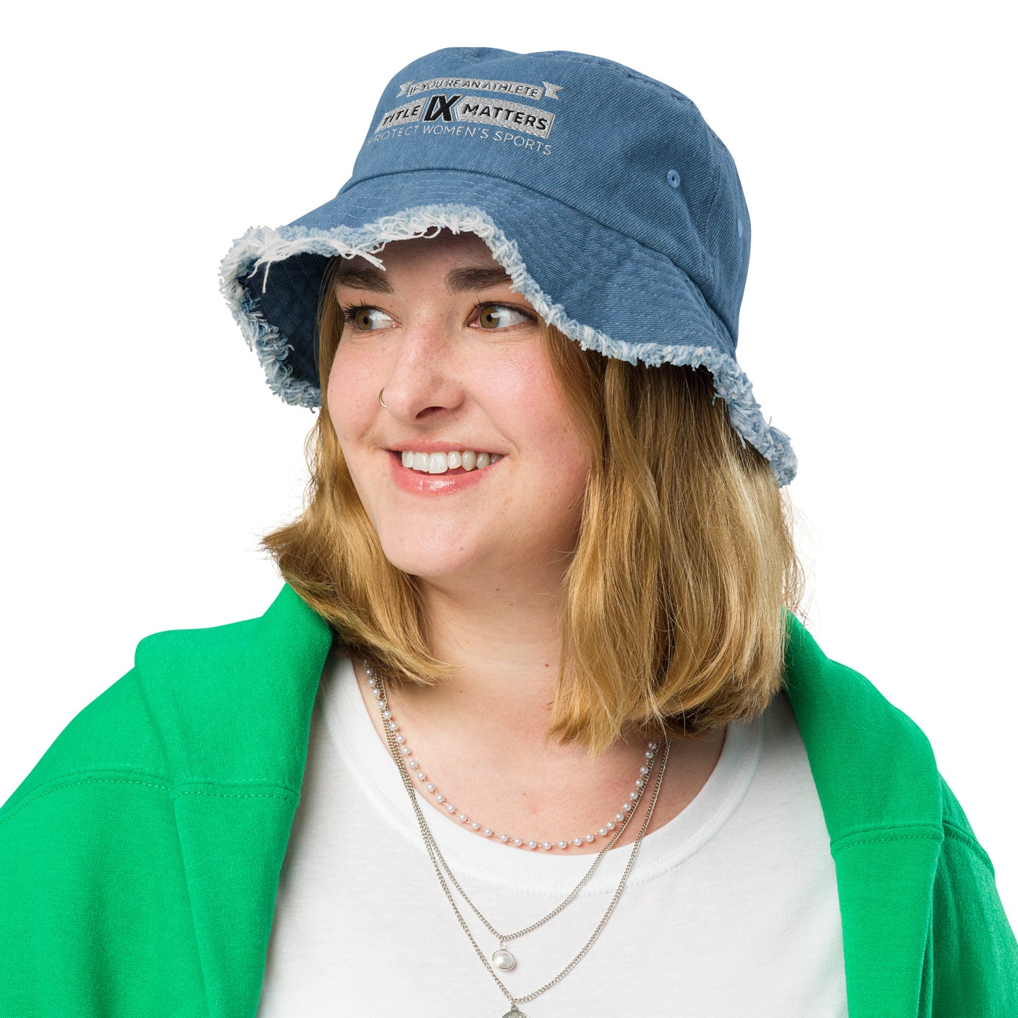 If You're an Athlete Distressed denim bucket hat